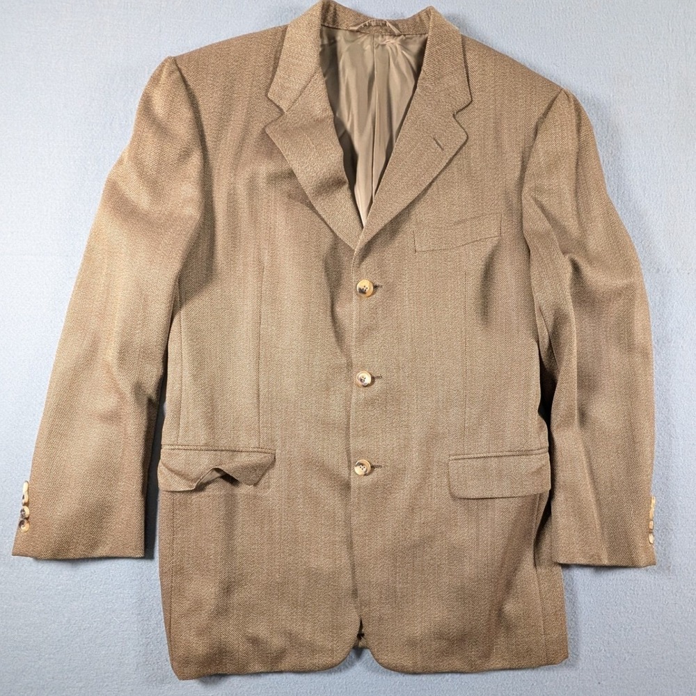 Hickey Freeman Blazer Mens 40 Reg Tan Wool Canterbury Sport Coat